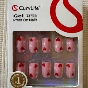 New Curvlife Pink Heart Cupid TouchGel Press-On Nails